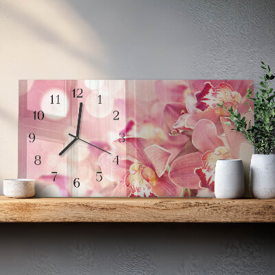 Glazen klok horizontaal Orchideeën