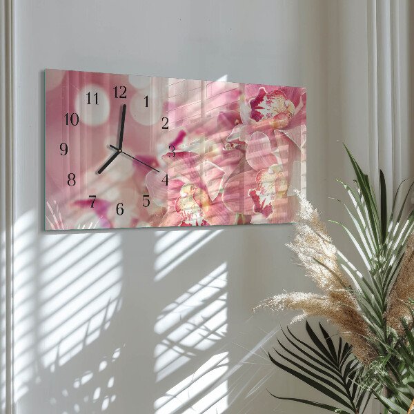 Glazen klok horizontaal Orchideeën