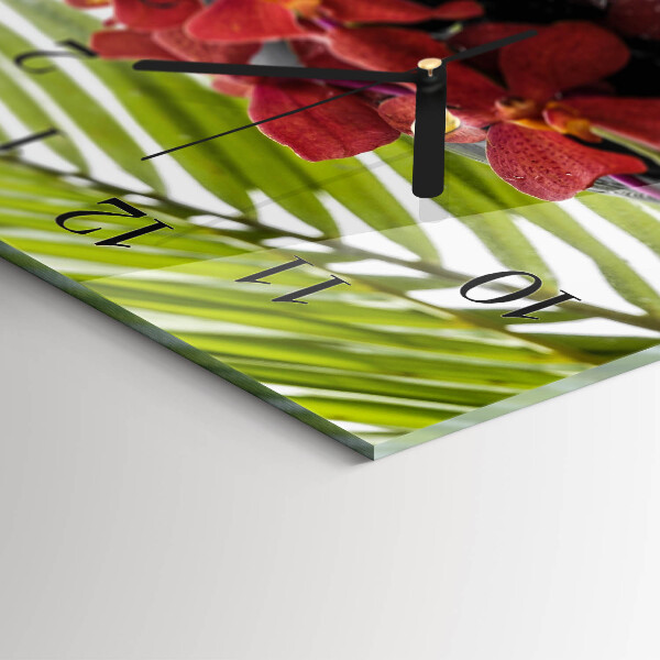 Glazen klok horizontaal Bloemen en stenen