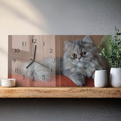 Glazen klok horizontaal Perzische kat