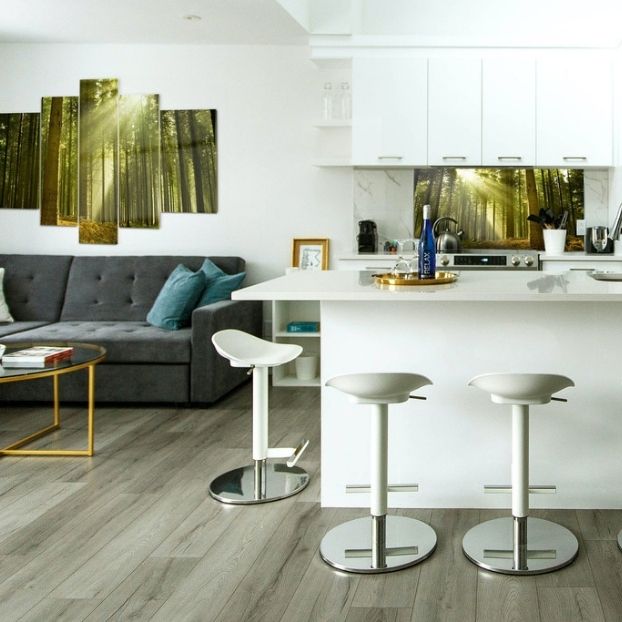 Hoe regel je een modieuze woonkamer met een keuken?