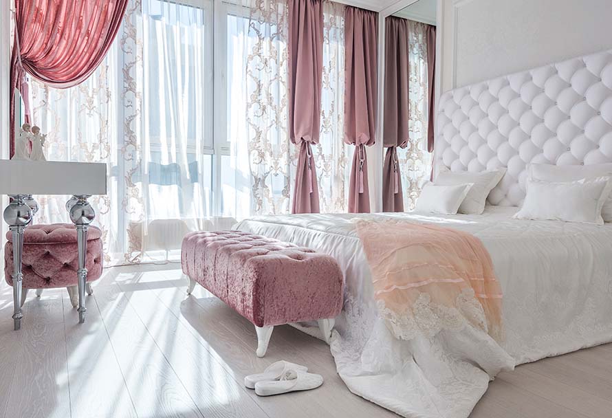 Glamoureuze slaapkamer - manieren om een ​​luxueuze ruimte te ontwerpen