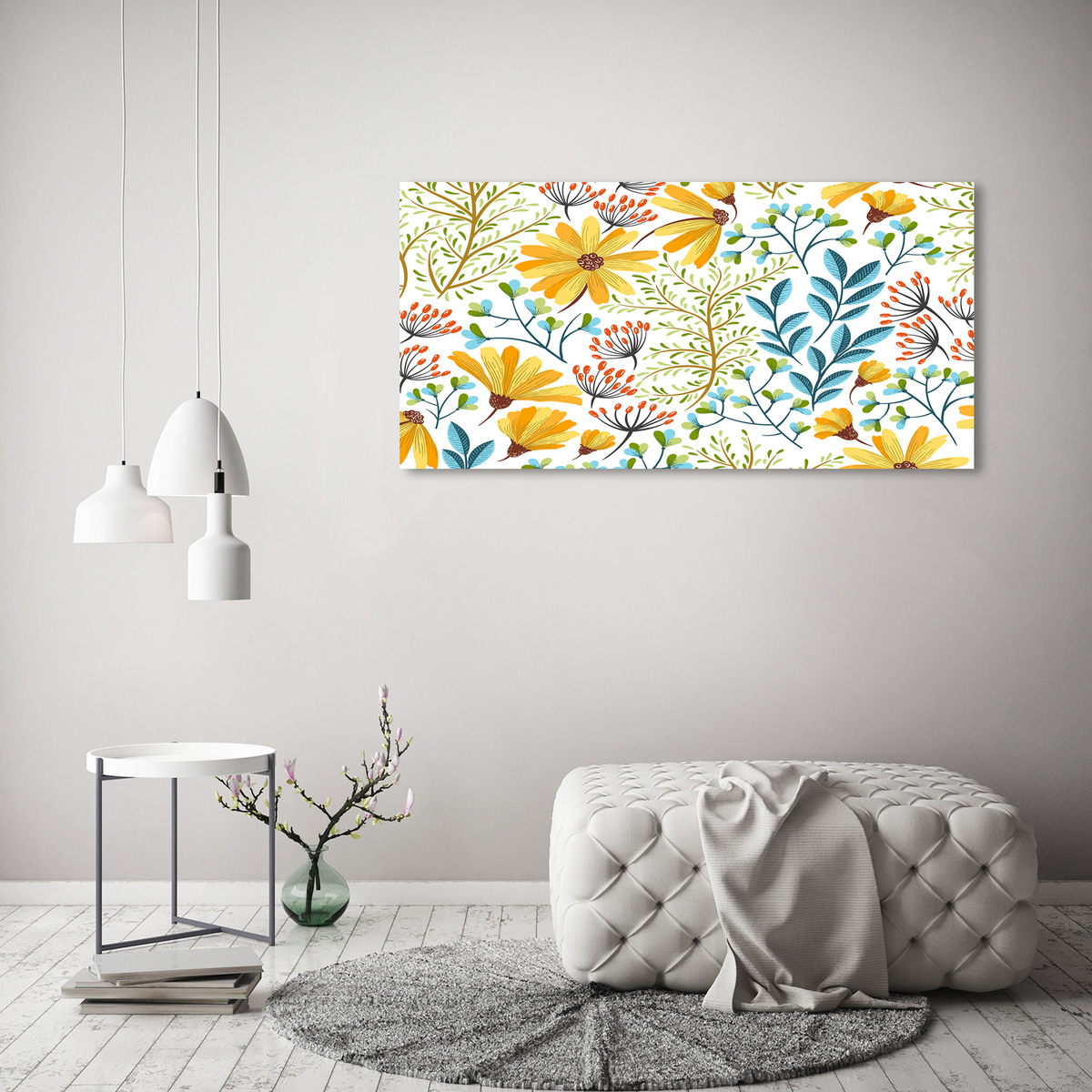 Moderne wanddecoratie met lentemotief